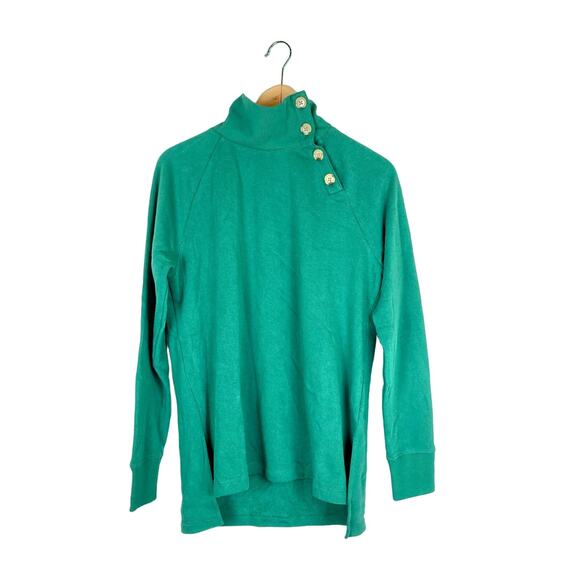 J. Crew Factory Wide button-collar Fleece pullover sweatshirt Small - Picture 1 of 8